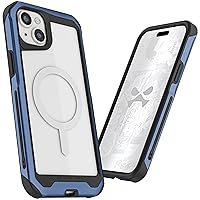 Ghostek Atomic Slim iPhone 15 Plus Phone Case, Compatible with MagSafe Accessories, Aluminum Bumper, Military Grade Drop Protection (6.7 Inch, Blue)