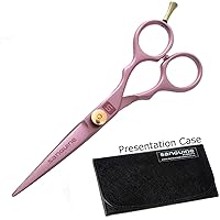 Pink Hair Cutting Scissors for Hairdressers and Barbers, 5.5 inch (14 cm) Hair Shears with Presentation Case