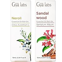 Neroli Roll On & Sandalwood Roll On Set - Essential Oils Aromatherapy Roll On with Essential Oil Set - 2x0.34 fl oz - Gya Labs