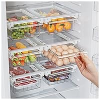 2 Pack Refrigerator Drawer Organizer, Pull Out Shelf Storage Transparent Organizer for Egg, Fruit, Vegetable, Seafood, Meat, Fit All Fridge Shelves Under 0.6''