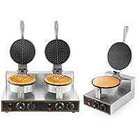 Dyna-Living 110V 2400W Commercial Waffle Maker & 110V 1200W Commercial Waffle Cone Maker for Home Use, Stainless Steel Professional Waffle Maker and Ice Cream Cone Machine for Restaurant