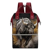 Bull Painting Bullfight Diaper Bag Backpack Travel Waterproof Mommy Bag Nappy Daypack