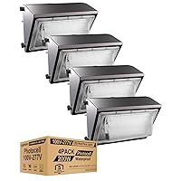 Lightdot 4 Pack 200W LED Wall Pack Lights, 𝟭𝟬𝟬-𝟮𝟳𝟳𝗩 𝐃𝐫𝐢𝐯𝐞𝐫 𝐄𝐪𝐮𝐢𝐩𝐩𝐞𝐝 Dusk-to-Down Photocell, 𝟓 𝐘𝐞𝐚𝐫𝐬 𝐖𝐚𝐫𝐫𝐚𝐧𝐭𝐲 28000Lm [Eqv. 1500W MH/HPS] 5000K LED Wall Pack-Brown