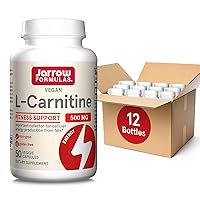 Jarrow Formulas L-Carnitine 500 mg - Important Cofactor for Energy Production (ATP) from Fats - L-Carnitine as L-Carnitine Tartrate - Dietary Supplement - 50 Veggie Capsules (Pack of 12)