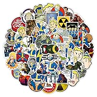50Pcs Fallout Stickers Pack, Cute Cool Game Vinyl Waterproof Decals for Water Bottle, Laptop, Phone, Scrapbook, Journal, Bumper Gifts for Kids Teens Adults