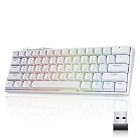 Tezarre TK61Pro Bluetooth/2.4G/USB 60% Mechanical Gaming Keyboard RGB Hotswappable PBT Keycaps Wireless/Wired Keyboard for Windows PC Gamer (Gateron Optical Black)