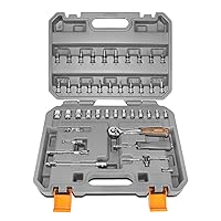 ‎DNA MOTORING TOOLS-00127 42-Piece 1/4 Inch Drive Socket Set with Carrying Case for Household or Automobile Repairing
