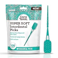 Interdental Picks (Pack of 100), Super Soft & Flexible Rubber Bristles, Dental Floss Picks to Remove Food Debris, Plaque & Go Gentle on Gums