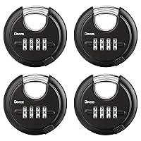 DAYGOS Combination Disc Padlocks for Outdoor - Heavy Duty 4 Digit Code Lock, Combo Discus Lock for Storage Unit,Gate,Fence,Trailer,4PCS,Black