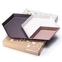 ModTrays (Taro & Fig) Metal Stacking Decorative Trays for Coffee Table, Nesting, Geometric, Modern, catchall for Vanity, Jewelry, Ottoman, Housewarming