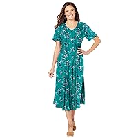 Woman Within Women's Plus Size Short-Sleeve Button-Front Dress