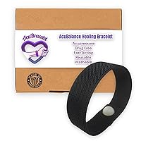 AcuBalance Bracelet- Vertigo, Dizziness- Calming Stress Relief- Natural Sleep Aid- Pain Free Acupressure- Waterproof, Durable, 8+ Colors (Black, XLarge- 9 inches)
