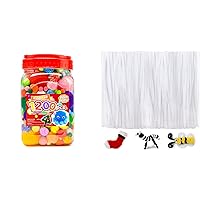 1200pcs pom poms+200pcs White Pipe Cleaners, Art and Craft Supplies