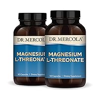 Dr. Mercola Magnesium Advanced, 2-Pack (90 Capsules Each), Dietary Supplement, Magnesium L-Threonate, Non-GMO