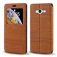 Xiaomi Mi 2 Case, Wood Grain Leather Case with Card Holder and Window, Magnetic Flip Cover for Xiaomi Mi 2 (Brown)