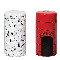 Enesco Peanuts Ceramics Snoopy Faces and Dog House Salt and Pepper Shar, 3.5 Inch, Multicolor