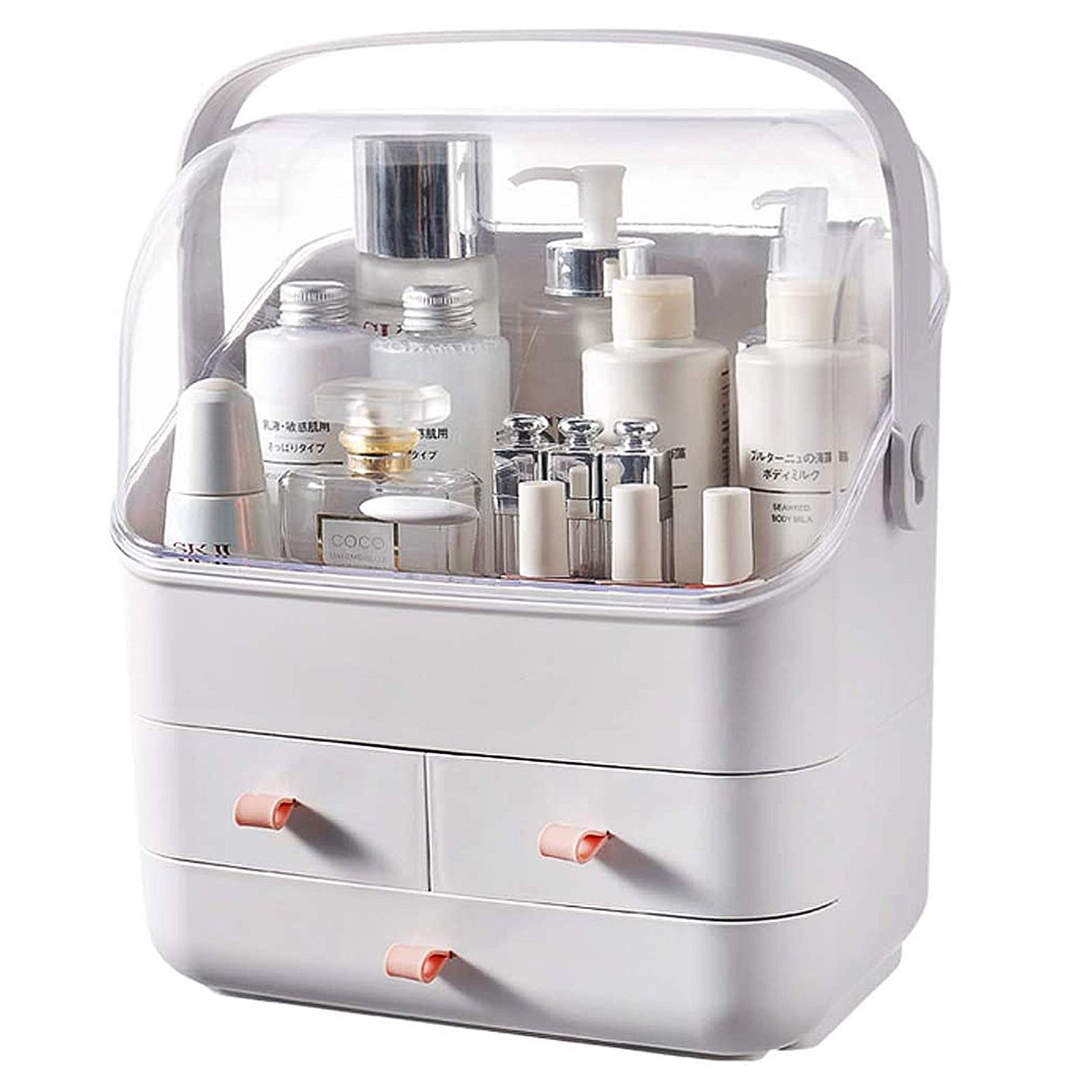Cosmetic organizer, portable cosmetic storage box, waterproof and dustproof display box, jewelry hairpin storage rack, suitable for bathroom cabine...