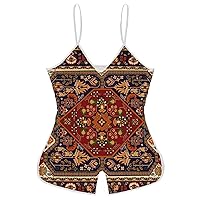 Persian National Pattern Funny Slip Jumpsuits One Piece Romper for Women Sleeveless with Adjustable Strap Sexy Shorts