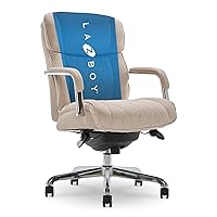 Sutherland Quilted Leather Executive Office Chair with Padded Arms, High Back Ergonomic Desk Chair with Lumbar Support, Cream Microfiber Fabric