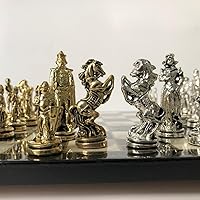 Chess Set Historcal Crusaders Brass Chess Pieces Handmade Wooden Chess Board Decorative Game Board, Gift Idea for Dad, Husband, Son and Anyone for Birthday, Anniversary