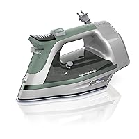 Steam Iron & Vertical Steamer for Clothes with Scratch-Resistant Durathon Soleplate, Digital Fabric Selector + 8’ Retractable Cord, 3-Way Auto Shutoff, Anti-Drip, 1800 Watts, Green