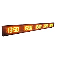 LED 5 Time Zones Clock Yellow