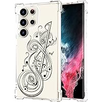 Galaxy S23 Ultra Case for Women Clear Design Cute,Girly Girls Aesthetic Designer Case Compatible with Samsung Galaxy S23 Ultra Music Notes Musical