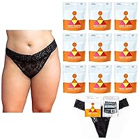 Panties For Your Purse: Mid-Rise Lace Thong, Bachelorette Party Favors, 10 Pack Black