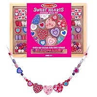 Melissa & Doug Wooden 'Sweet Hearts' Bead Accessory Creation Set + Free Scratch Art Mini-Pad Bundle [41751]