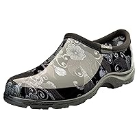 Sloggers Waterproof Garden Shoe for Women – Outdoor Slip-On Rain and Garden Clogs with Premium Comfort Support Insole, (Floral Mod Black), (Size 10)