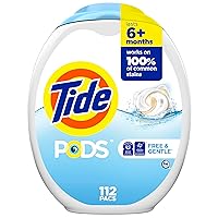 Tide PODS Free and Gentle Laundry Detergent Soap Pacs, 112 Count, Unscented Hypoallergenic Laundry Detergent for Sensitive Skin