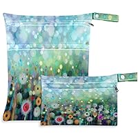visesunny Abstract Style Dandelion 2Pcs Wet Bag with Zippered Pockets Washable Reusable Roomy for Travel,Beach,Pool,Daycare,Stroller,Diapers,Dirty Gym Clothes, Wet Swimsuits, Toiletries