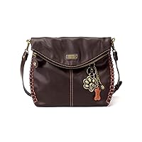 Chala Charming Crossbody Bag Shoulder Handbag With Flap Top and Zipper Black/Dark Brown