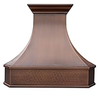 Classic 16 Gauge Solid Copper Kitchen Range Hood with High Airflow Centrifugal Blower, Stainless Steal Vent with Liner and Internal Motor, H3SLW3030, 30