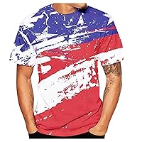 American Flag Vintage Patriotic Distressed American Flag T-Shirt Summer Beach Holiday Casual Relaxed Tropical Shirts for Men