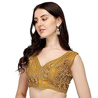 Women's Readymade Party Wear Bollywood Style Designer Indian Silk Saree Blouse For Womens
