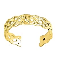Jewelry Affairs 14K Yellow Gold Celtic Knot Weave Design Cuff Style Adjustable Toe Ring 4mm
