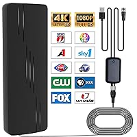 TV Antenna for Smart TV Indoor, Digital TV Antenna for Local Channels Support 4K 1080p, 72+Miles Range Signal Booster HD Antenna for TV -32FT Coax Cable (Black)