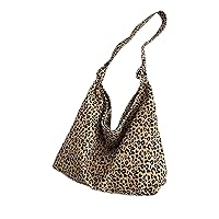 HXYSP Leopard Print Purse Tote Bag For Women,Soft Canvas Large Tote Purse Handbag Travel Satchel,Brown-16.1in*13.8in*3.9in