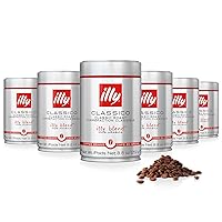 illy Whole Bean Coffee - Perfectly Roasted Whole Coffee Beans – Classico Medium Roast - with Notes of Caramel, Orange Blossom & Jasmine - 100% Arabica Coffee - No Preservatives – 8.8 Ounce, 6 Pack