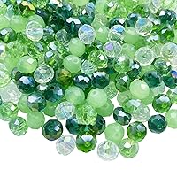 8mm Briolette Rondelle Faceted AB Crystal Glass Beads for Jewelry Making Bracelets Necklaces Earrings (Green Mixed, 250pcs)
