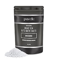 Dead Sea Sitz Bath Salts 100% Natural Mineral Soaking Crystals for Postpartum Recovery, Relaxation, Women Self Care, Hemorrhoids & Cyst Pain Relief Made in The USA Unscented, 14oz