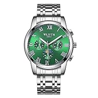 Men's Wrist Watches, Analog Quartz Business Stainless Steel Waterproof Watch, Luxury Casual Classic Multi-Function Watches for Men