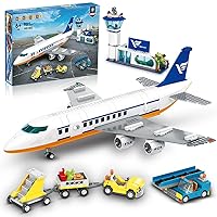 HOGOKIDS City Passenger Airplane Building Set with LED Light, 901 PCS Plane Building Blocks with Airport Terminal, Radar Tower, Luggage Trailer, Plane Space Toys Gifts for Kids Boys Girls Age 6-12
