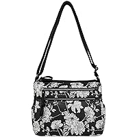 Printed Faux Leather Shoulder, Black White Floral