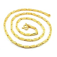 Awesome Men X Bar Link Baht Chain 24.5 inch 24k Gold Plated Thai Necklace Jewelry Thailand