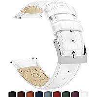 22mm White - Long - BARTON Alligator Grain - Quick Release Leather Watch Bands