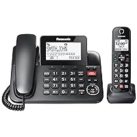 Panasonic Corded/Cordless Phone with Advanced Call Block, 2-Way Recording and Digital Answering Machine, 1 Handset Expandable up to 6 Cordless Handsets - KX-TGF850B (Black)
