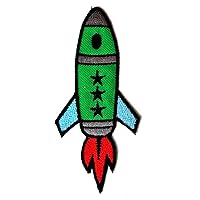 Nipitshop Patches Green Flying Rocket Flying in Space Sky Cartoon Embroidered Patches Embroidery Patches Iron On Patches Sew On Applique Patch for Men Women Boys Girls Kids