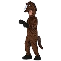 Gallop into Fun with our Kids Horse Costume - Furry Jumpsuit with Plush Headpiece